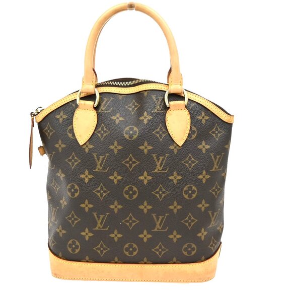 LOUIS VUITTON Logo Lockit Hand Bag Monogram Leather Brown France - Picture 1 of 16